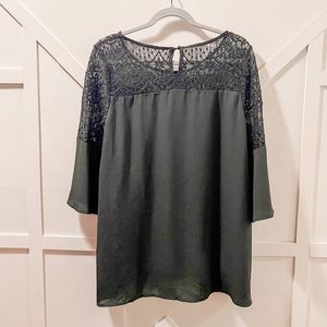 Boutique black lace chiffon blouse